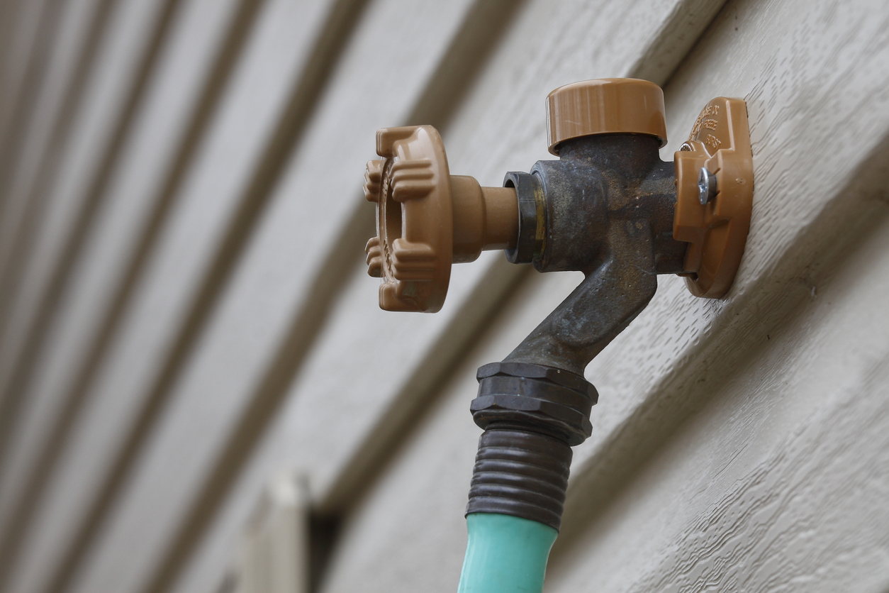 Outdoor Faucet Connected to Hose